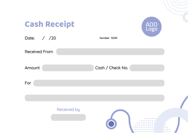 Receipt template  |  cash receipt format  with purple color 