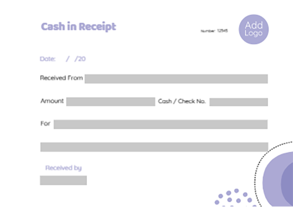 Cash in receipt  generator software with purple color