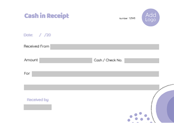 إيصال استلام نقدية بالانجليزي | عربي مع اللون البنفسجي