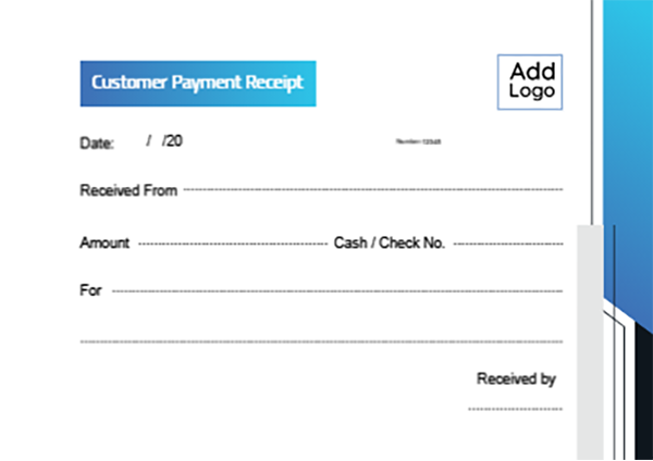 Customer payment receipt sample | generator with blue color