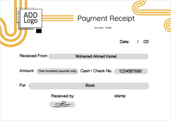 Payment receipt template | sample online editable 