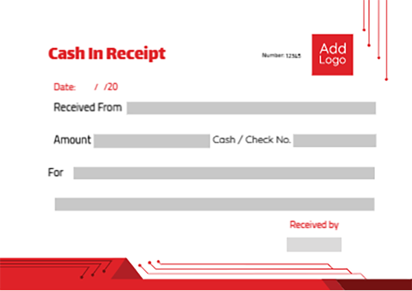 Money  | cash in receipt sample | template with red color