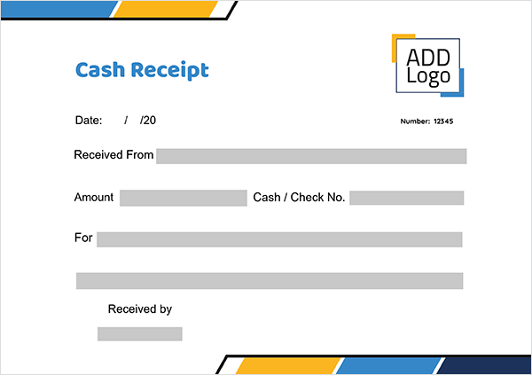 Blank cash receipt design template online 