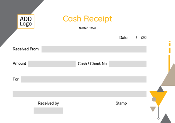 Cash receipt format | template with yellow geometric shapes