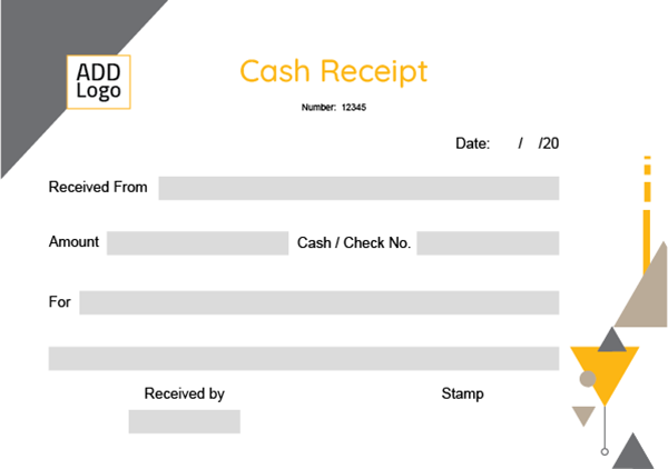 نموذج | أشكال ايصال استلام نقدية مع أشكال هندسية ولون أصفر