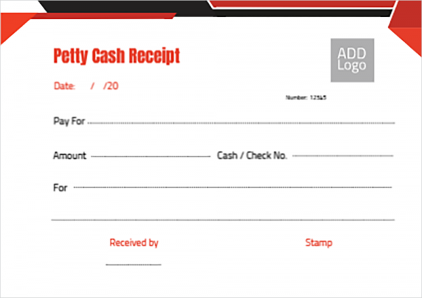 Petty cash receipt voucher online template with red color 