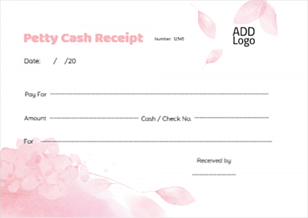 Printable petty cash receipt  flowery template