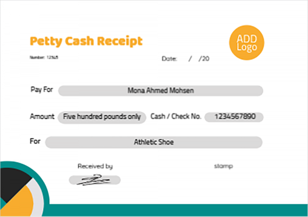Custom petty cash receipt design online with multi colors 