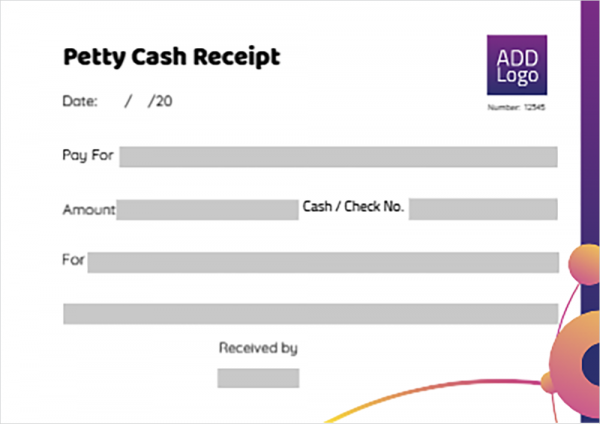 Blank Petty cash receipt voucher online with purple color 