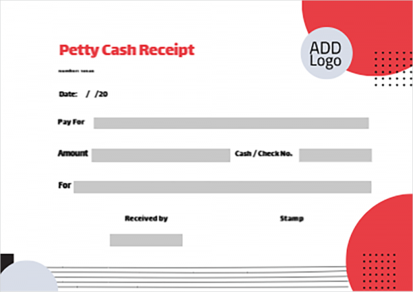 Petty cash receipt template online with red circle 