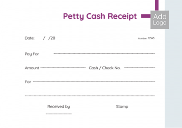 Purple petty cash receipt online template design