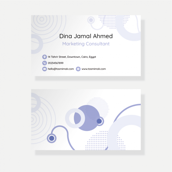 Design business card online ad maker with purple color 