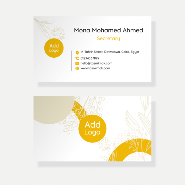تصميم قالب بطاقة عمل موظف مخصصة مع اللون الاصفر 