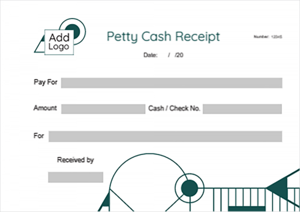 Petty cash receipt template | format online with dark green
