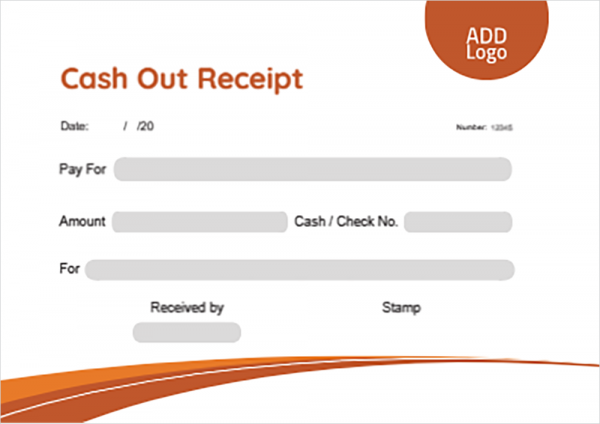 Cash out  receipt format | sample online with orange color