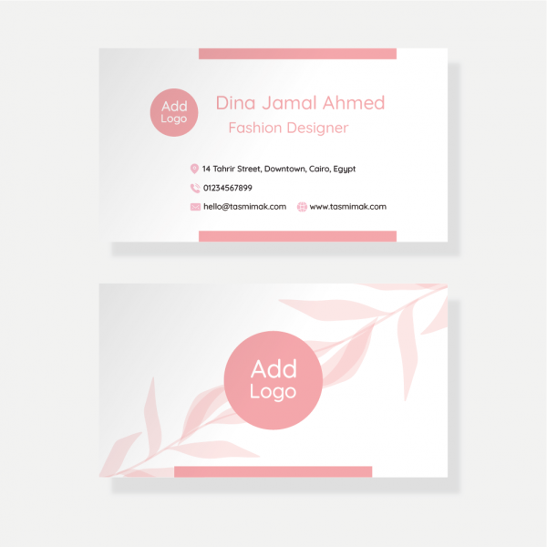 Business card template | format with pink | rose flowers