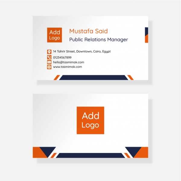 Business card design template download with orange color