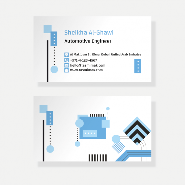 Business card design template with diffrent geomatric shapes