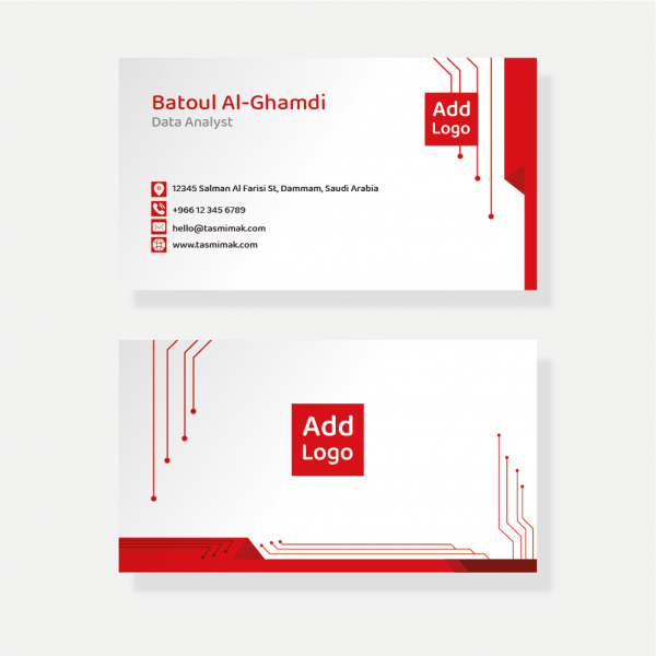 Business cards templates | formats with red geometric shapes