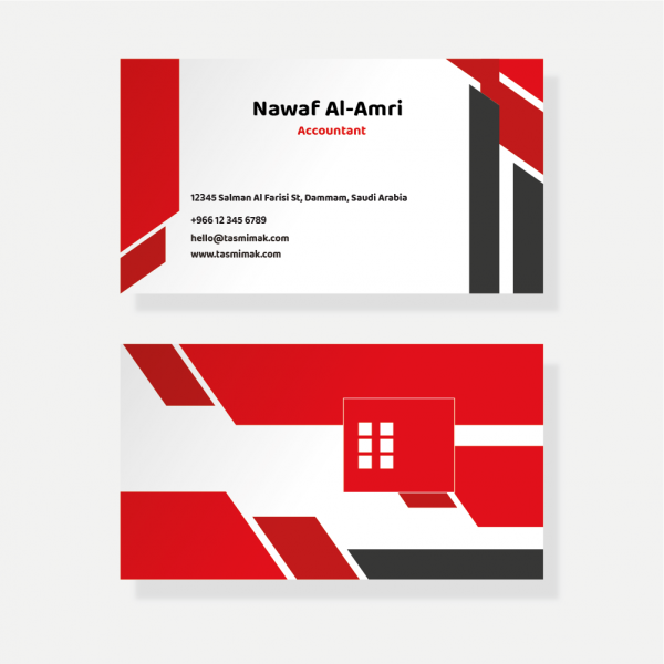 Mockup business card editable with red color