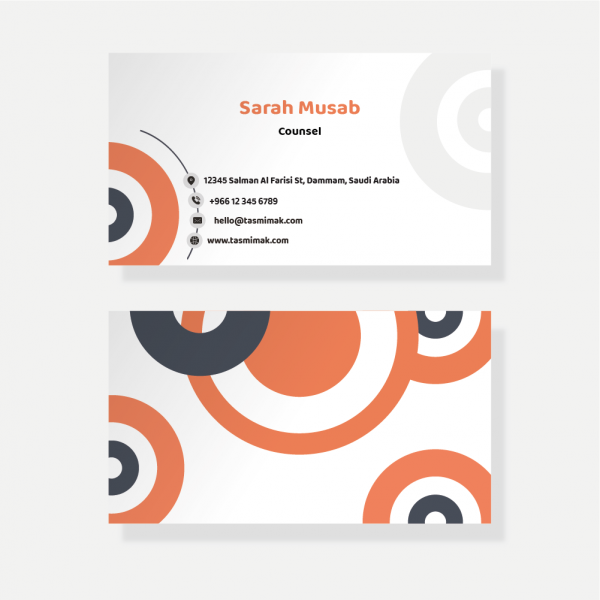 Mockup | format business card with orange and gray circles