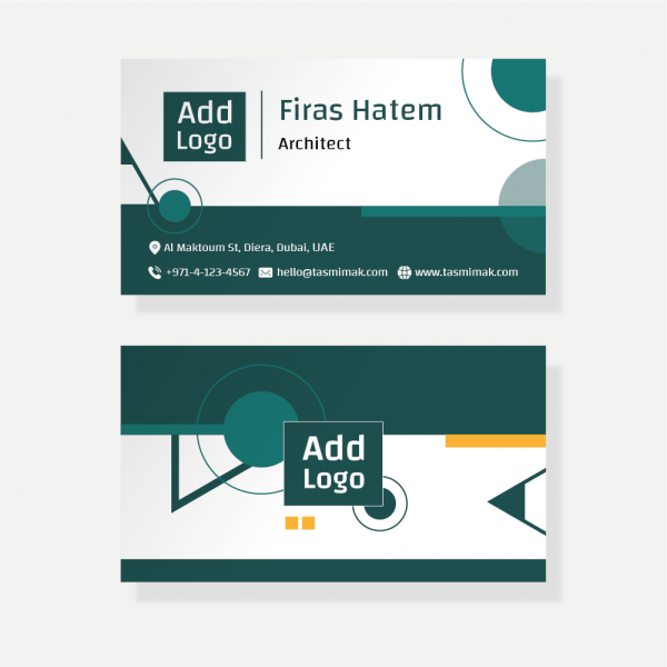 Business card design template ad maker with green circles
