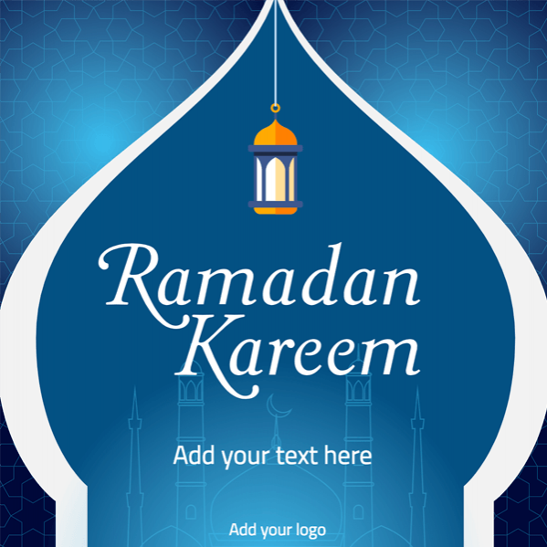 Blue Ramadan Kareem with fanous Facebook post