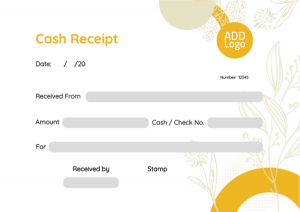 Money receipt design editable with yellow flowers 