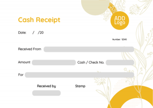 تصميم ايصال استلام نقدية  مع الورود و اللون الاصفر 