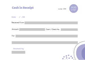إيصال استلام نقدية بالانجليزي | عربي مع اللون البنفسجي