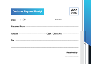 Customer payment receipt sample | generator with blue color