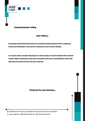 Custom Turquoise Unique Letterhead Design Online 