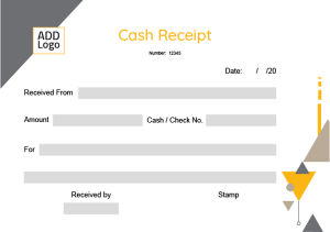 نموذج | أشكال ايصال استلام نقدية مع أشكال هندسية ولون أصفر