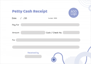 Petty cash receipt template English | Arabic with purple color   