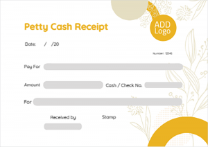 Custom yellow petty cash receipt design online 