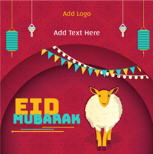 تصميم منشور انستقرام عيد أضحي مبارك مع خروف وخلفية حمراء