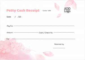 Printable petty cash receipt  flowery template