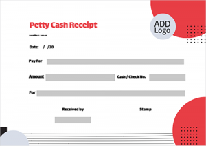 Petty cash receipt template online with red circle 