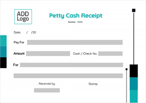 Petty cash receipt voucher template with green color 