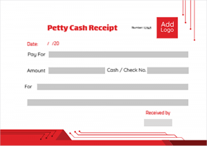 Petty cash receipt  sample | template with red color