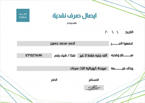 Custom petty cash receipt design with green and blue colors