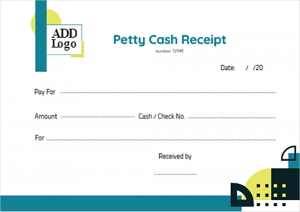 Petty cash receipt format with yellow geometric shapes