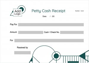 Petty cash receipt template | format online with dark green