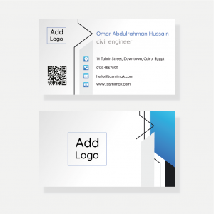 Custom business cards editable with blue and white colors