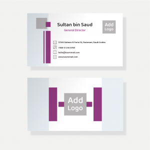 Elegant business card format with Purple and gray colors