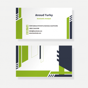 Business card maker with creative geometric green shapes