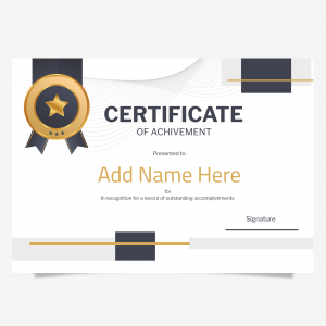 Personal achievement on elegant certificate