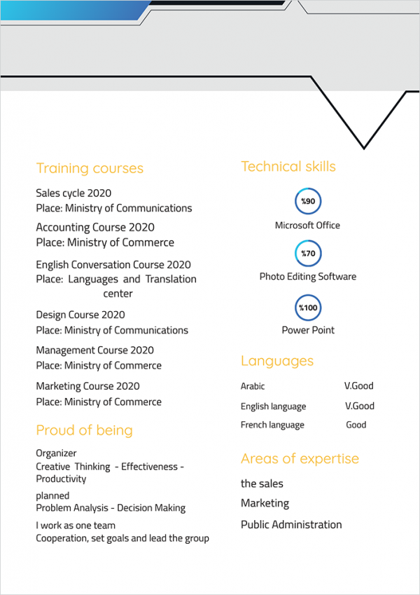 Classic CV example | form easily to edit and download 