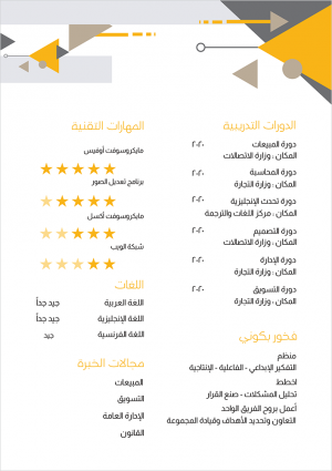 Professional resume | cv form with yellow geometric shapes