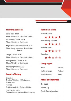 Download template CV word | sample with black and red colors